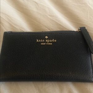 kate spade Black Leather Wallet with Gold Details